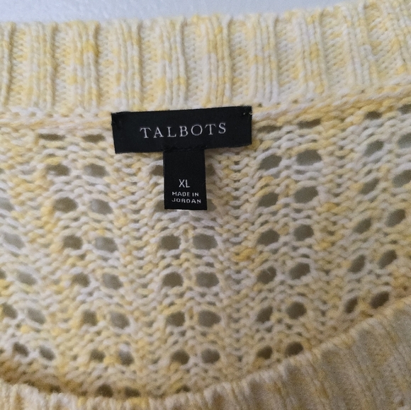 Talbots Sweater Womens Size XL Yellow Pullover Open Stitch Knit Long Sleeves - Picture 2 of 11
